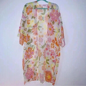 Women's Floral kimono collection18,long open side cardigan spring colors onesize